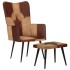 Sillón con reposapiés cuero auténtico y lona