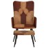 Sillón con reposapiés cuero auténtico y lona