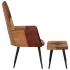 Sillón con reposapiés cuero auténtico y lona