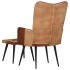 Sillón con reposapiés cuero auténtico y lona