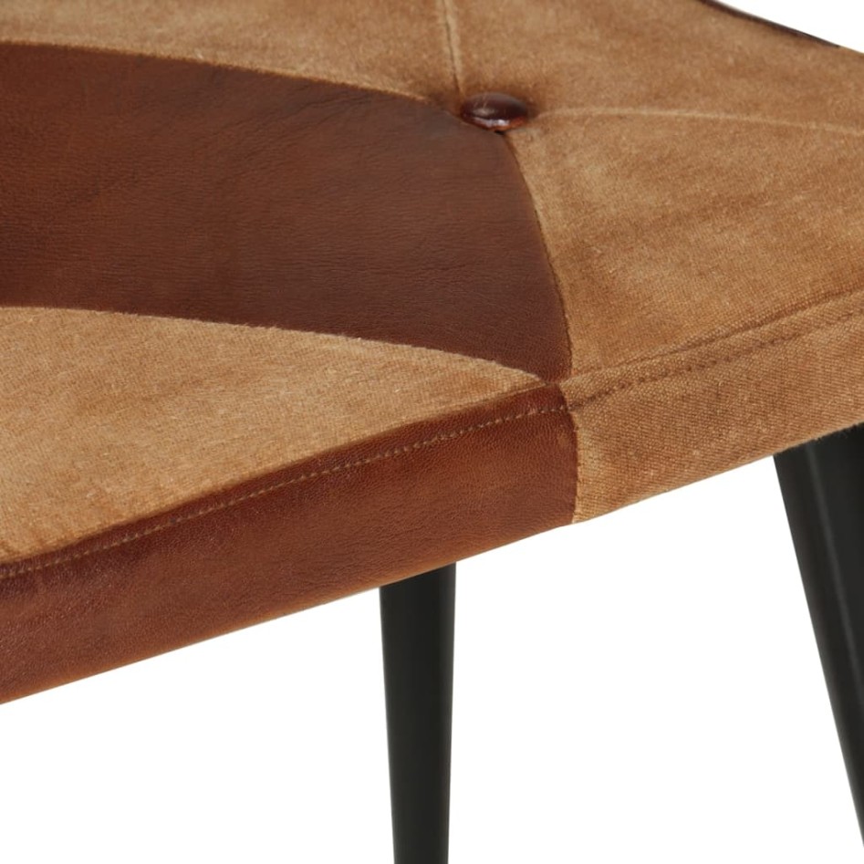 Sillón con reposapiés cuero auténtico y lona