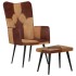 Sillón con reposapiés cuero auténtico y lona