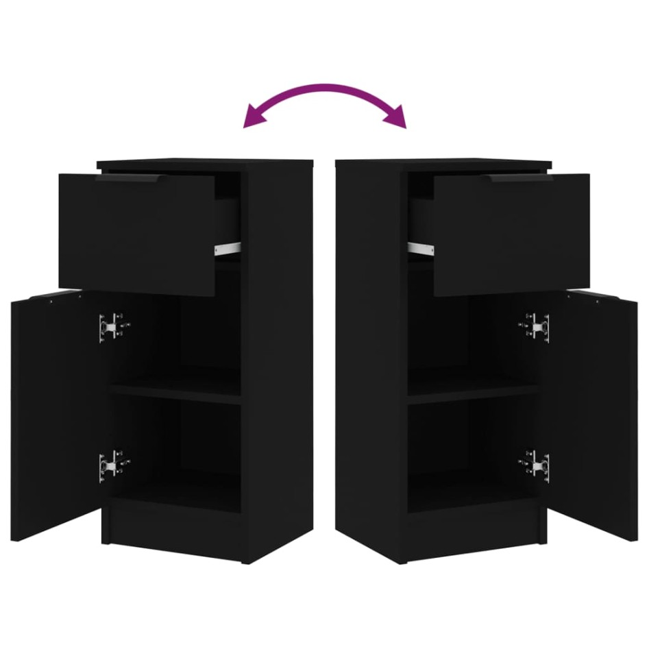 Aparador de madera contrachapada negro 30x30x70