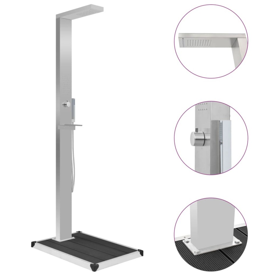 Ducha de jardín con plato acero inoxidable