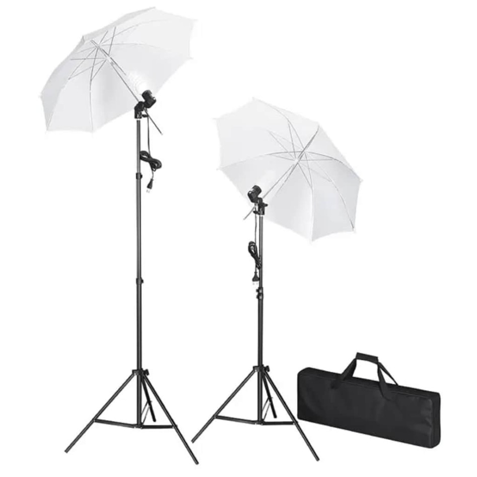 Set estudio fotográfico con telones de fondo, focos y