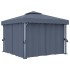 Cenador con cortina gris antracita aluminio 3x3