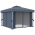 Cenador con cortina gris antracita aluminio 3x3