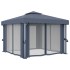 Cenador con cortina gris antracita aluminio 3x3