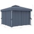 Cenador con cortina gris antracita aluminio 3x3