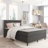 Cama box spring tela gris oscuro 140x200