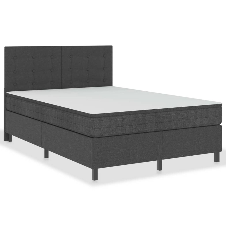 Cama box spring tela gris oscuro 140x200