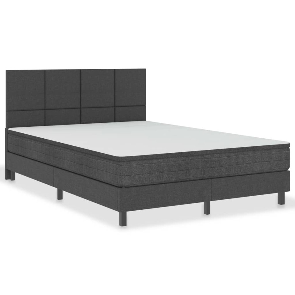 Cama box spring tela gris oscuro 140x200
