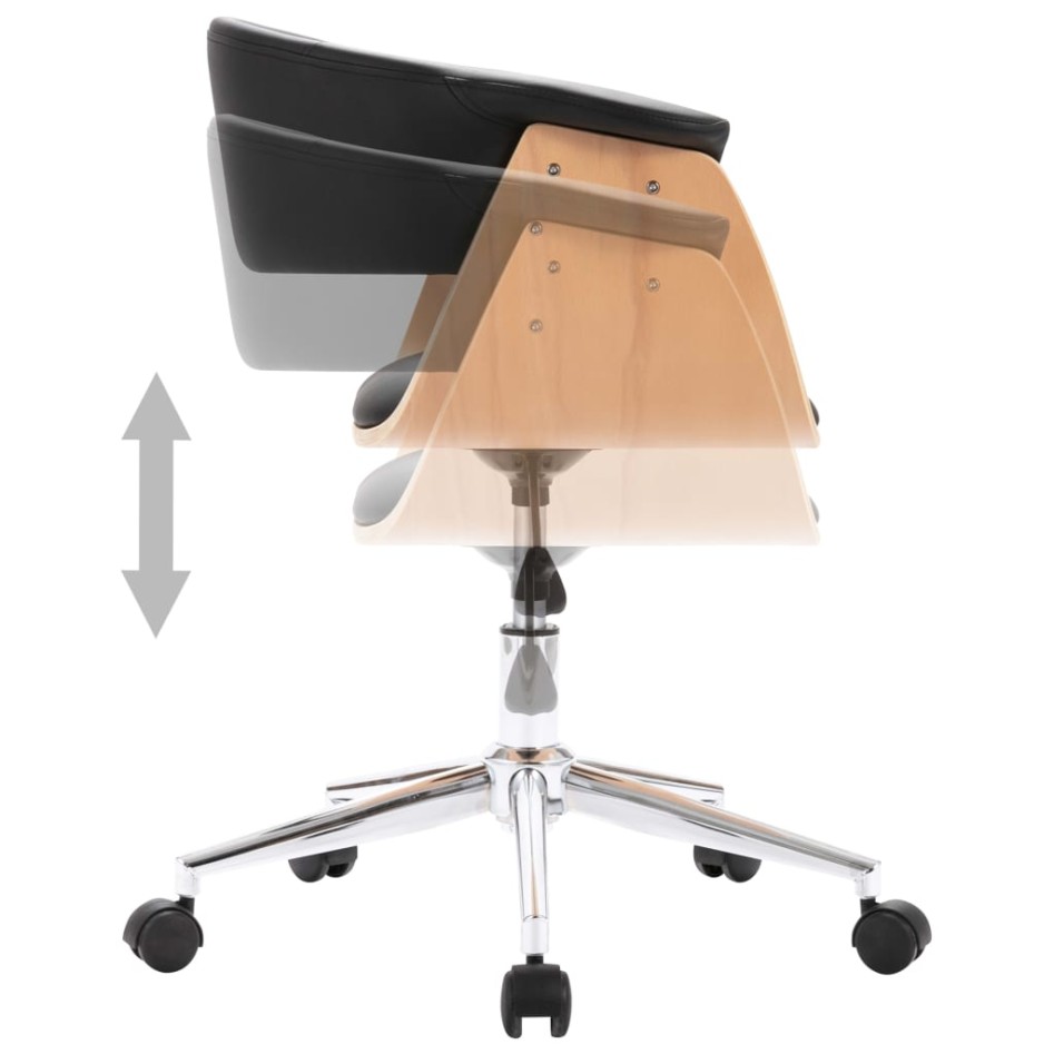Silla de oficina giratoria madera curvada cuero sintético