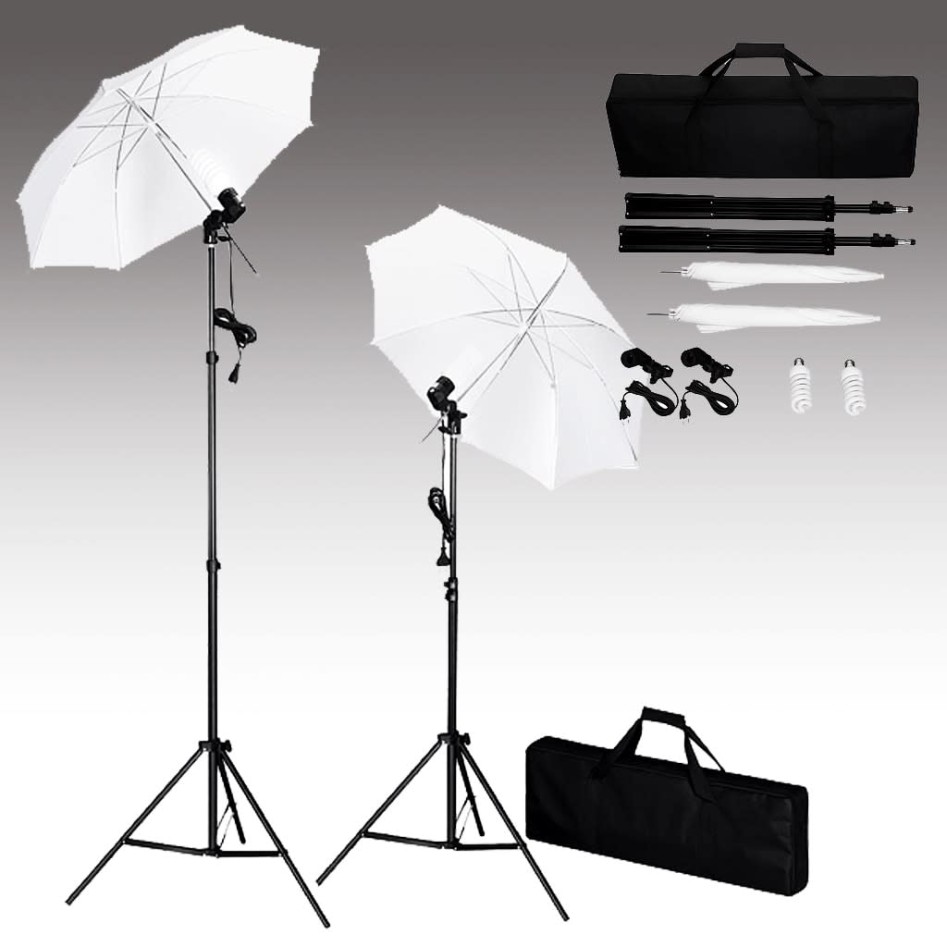 Kit estudio fotográfico con telón de fondo, lámparas y