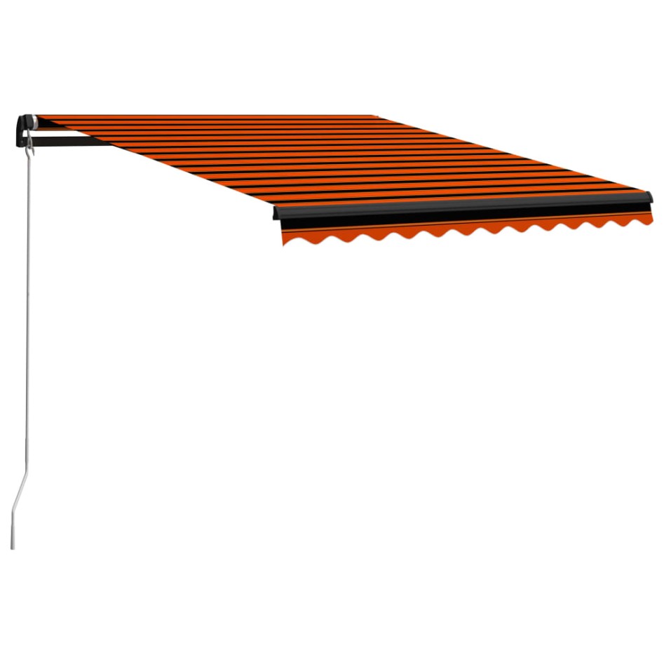 Toldo manual retráctil naranja y marrón 300x250