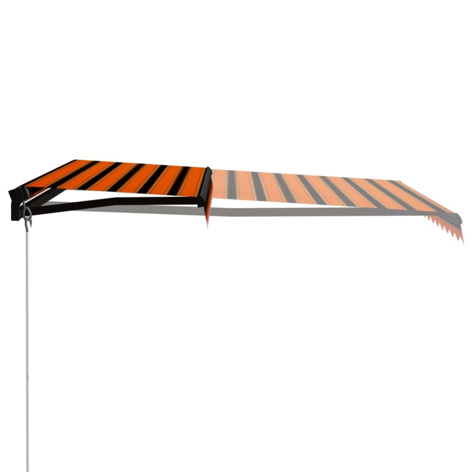 Toldo manual retráctil naranja y marrón 300x250