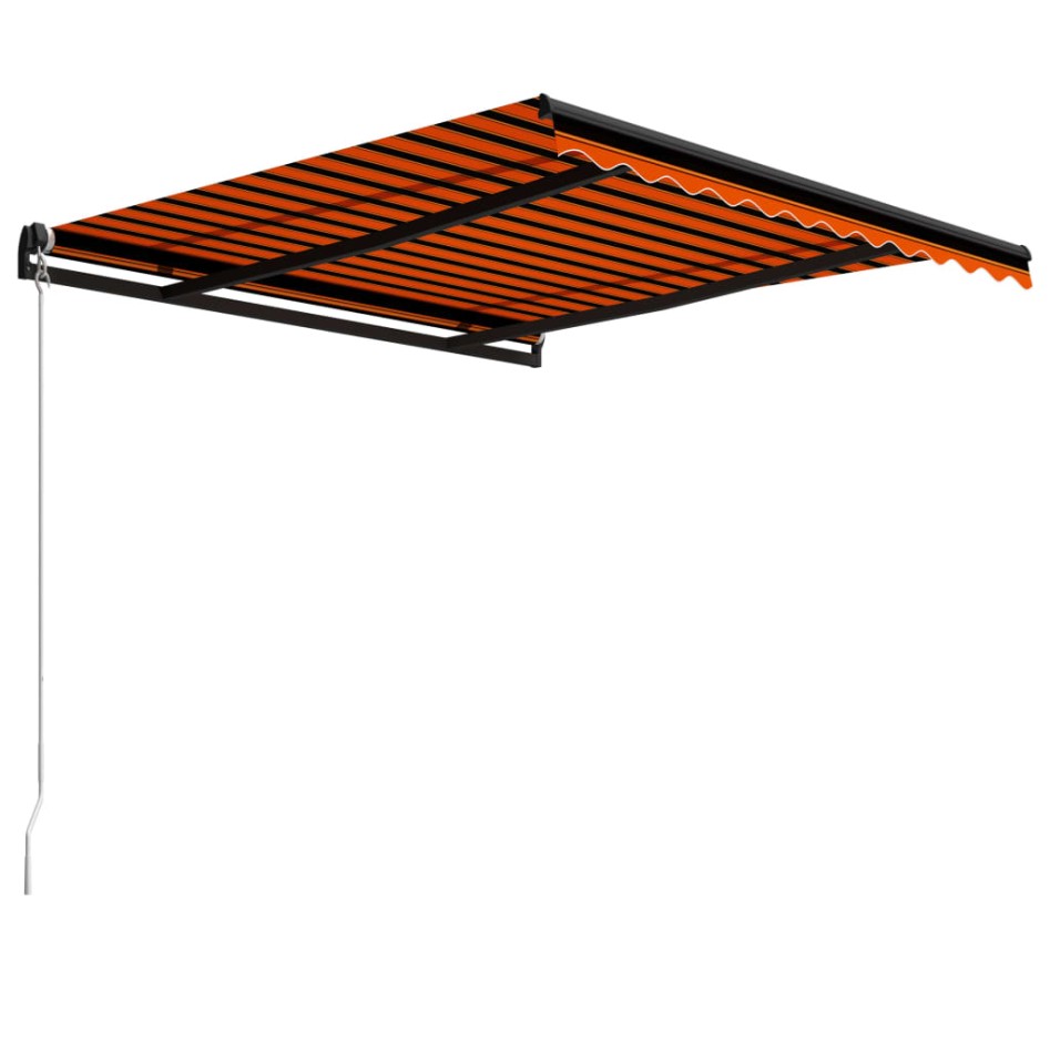 Toldo manual retráctil naranja y marrón 300x250