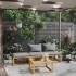 Muebles de jardín 4 pzas cojines crema madera maciza de