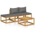 Muebles de jardín 4 pzas cojines crema madera maciza de
