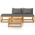 Muebles de jardín 4 pzas cojines crema madera maciza de