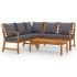 Muebles de jardín 4 pzas cojines crema madera maciza de