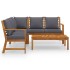 Muebles de jardín 4 pzas cojines crema madera maciza de