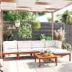 Muebles de jardín 6 pzas cojines crema madera maciza de acacia