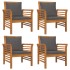 Juego de muebles jardín 5 pzas con cojines madera maciza