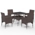 Muebles de jardín 5 piezas ratán sintético y vidrio