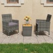 Muebles de jardín 3 pzas ratán sintético madera acacia gris