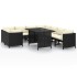 Set de muebles de jardín 9 pzas y cojines ratán sintético