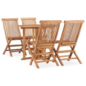 Set de comedor de jardín plegable 5 pzas madera maciza de