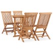 Set de comedor de jardín plegable 5 pzas madera maciza de teca