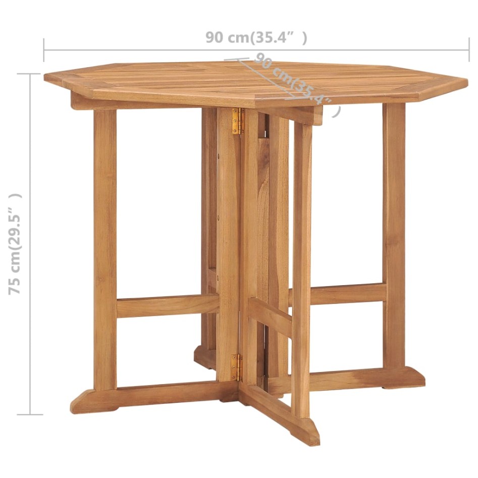 Set de comedor de jardín plegable 5 pzas madera maciza de