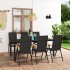 Juego de comedor para jardín 7 piezas negro y