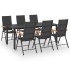 Juego de comedor para jardín 7 piezas negro y