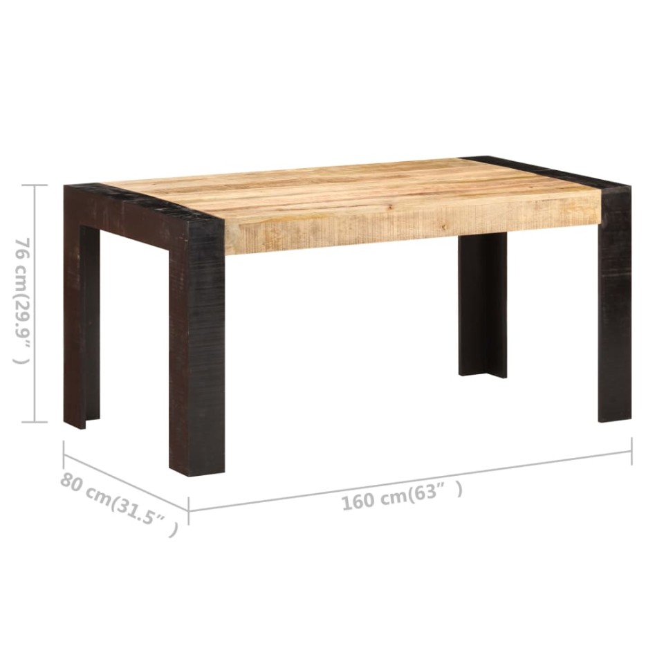 Mesa de comedor de madera maciza de mango 160x80x76