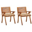 Sillas de comedor jardín con cojines 2 uds madera maciza acacia