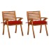 Sillas de comedor jardín con cojines 2 uds madera maciza