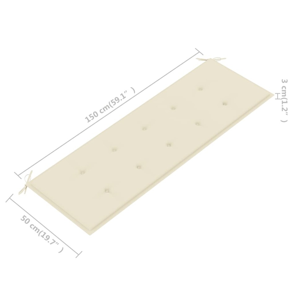 Banco de jardín 3 plazas madera maciza eucalipto y cojín 150