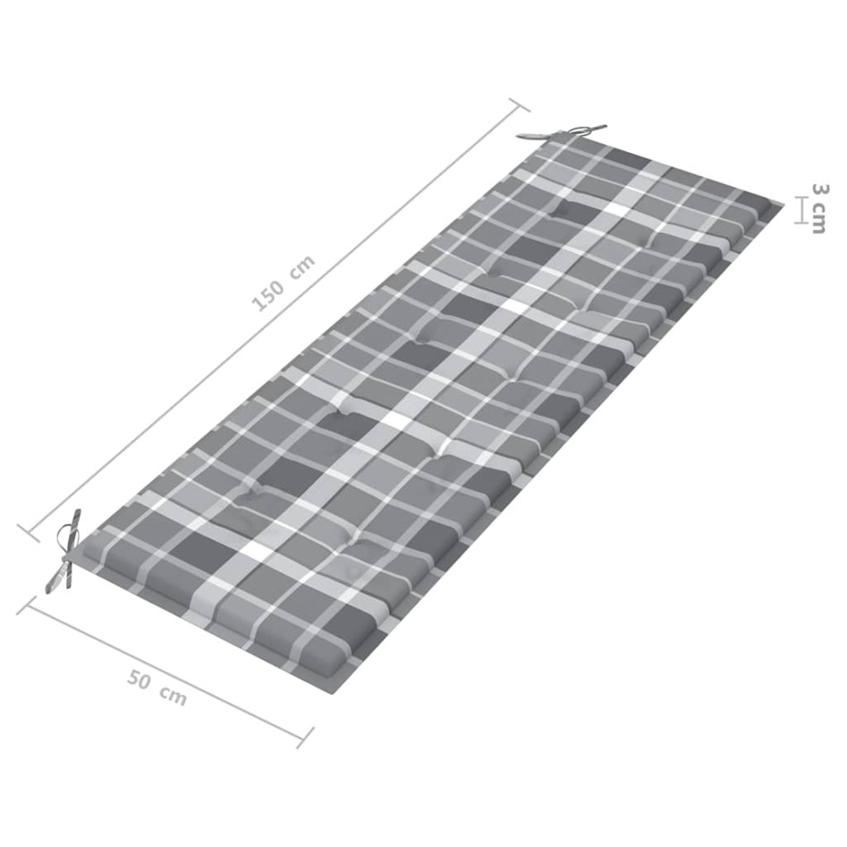 Banco de jardín 3 plazas madera eucalipto gris y cojín 150