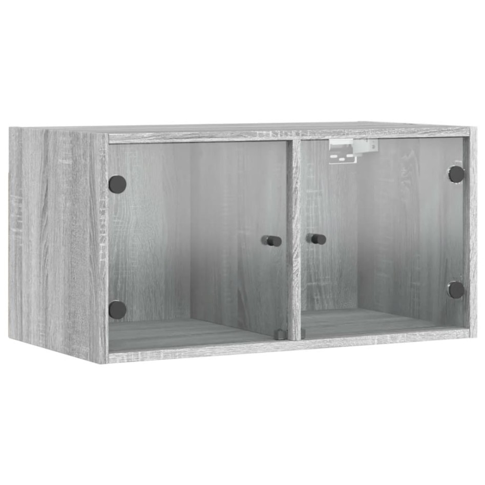 Mueble pared puertas de vidrio 2 uds gris Sonoma 68,5x37x35