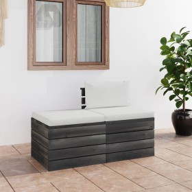 Muebles de jardín de palets 2 piezas cojines madera maciza