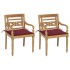 Sillas Batavia 2 uds teca maciza con cojines rojo vino