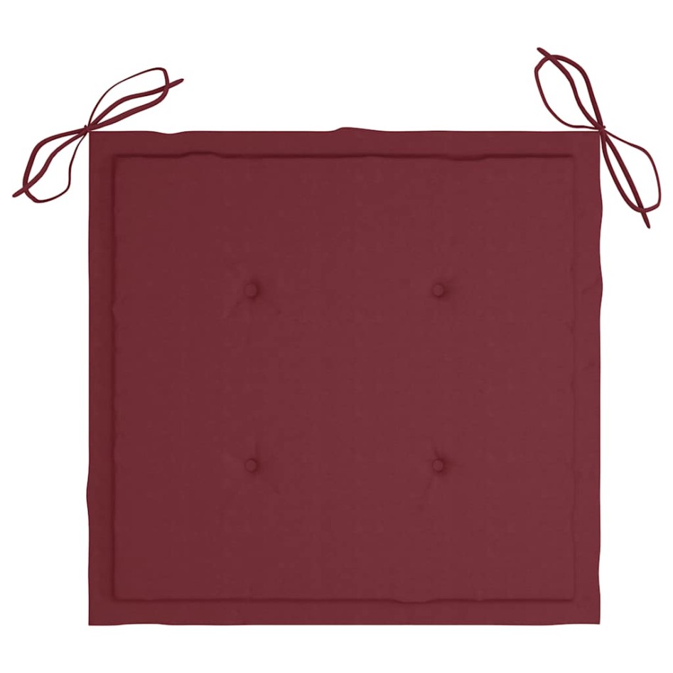 Sillas Batavia 2 uds teca maciza con cojines rojo vino