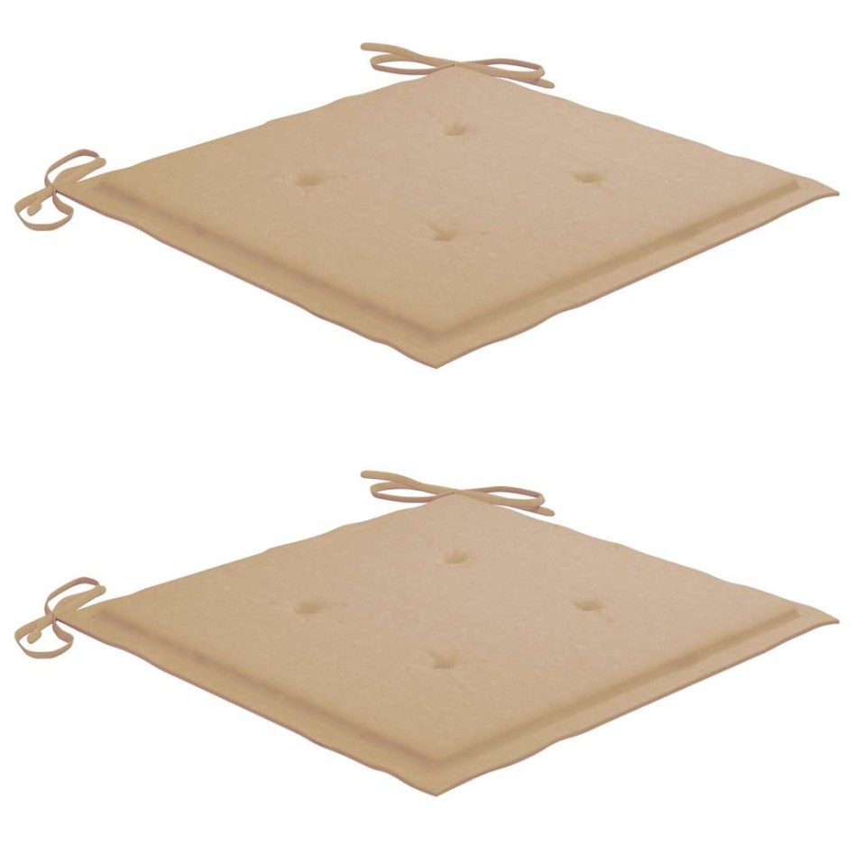Sillas de jardín 2 unidades con cojines beige madera de
