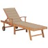 Tumbona con cojín beige madera maciza de