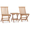 Set comedor de jardín plegable 3 piezas madera de teca cojines