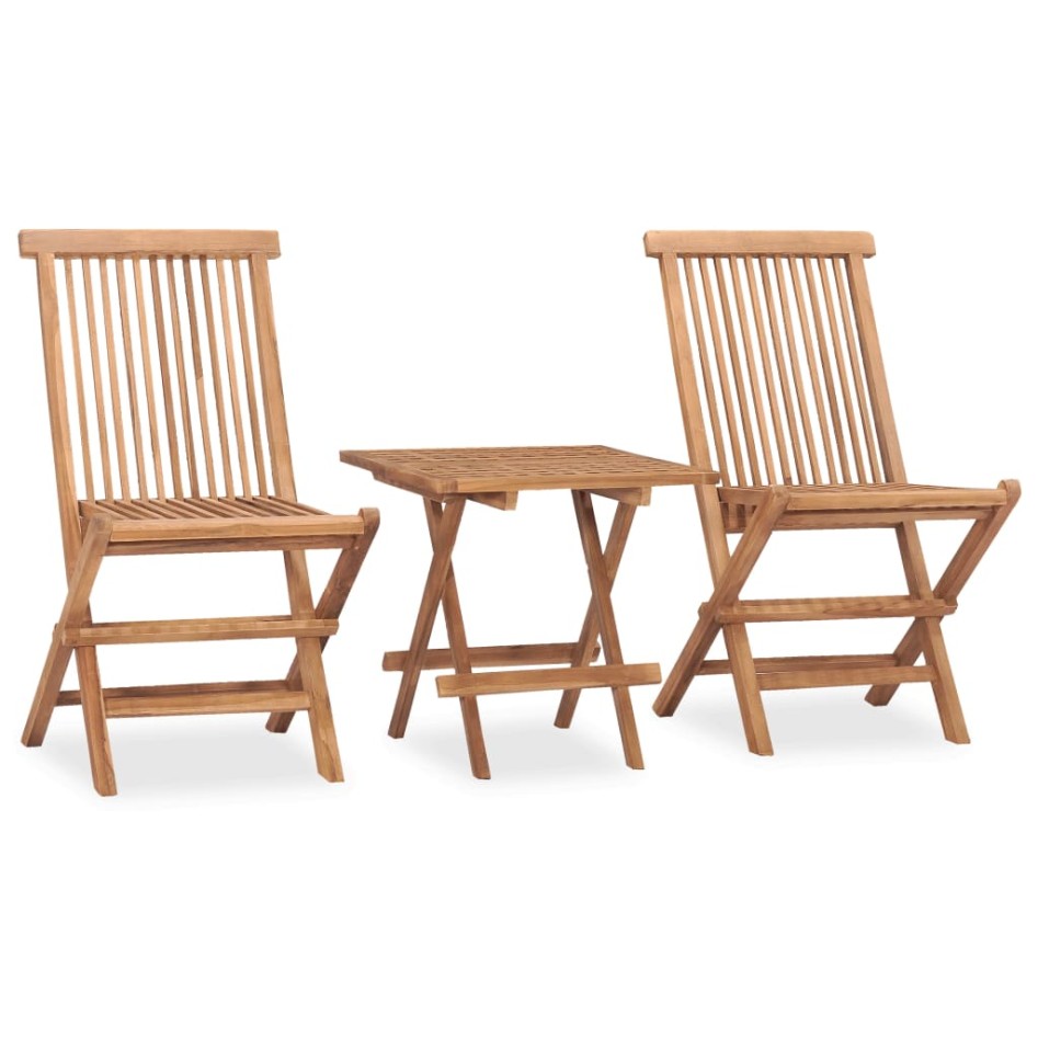 Set comedor de jardín plegable 3 piezas madera de teca