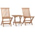 Set comedor de jardín plegable 3 piezas madera de teca